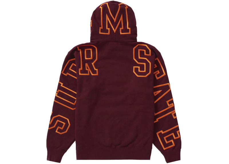 Supreme Supreme State Hooded Sweatshirt Burgundy outlook
