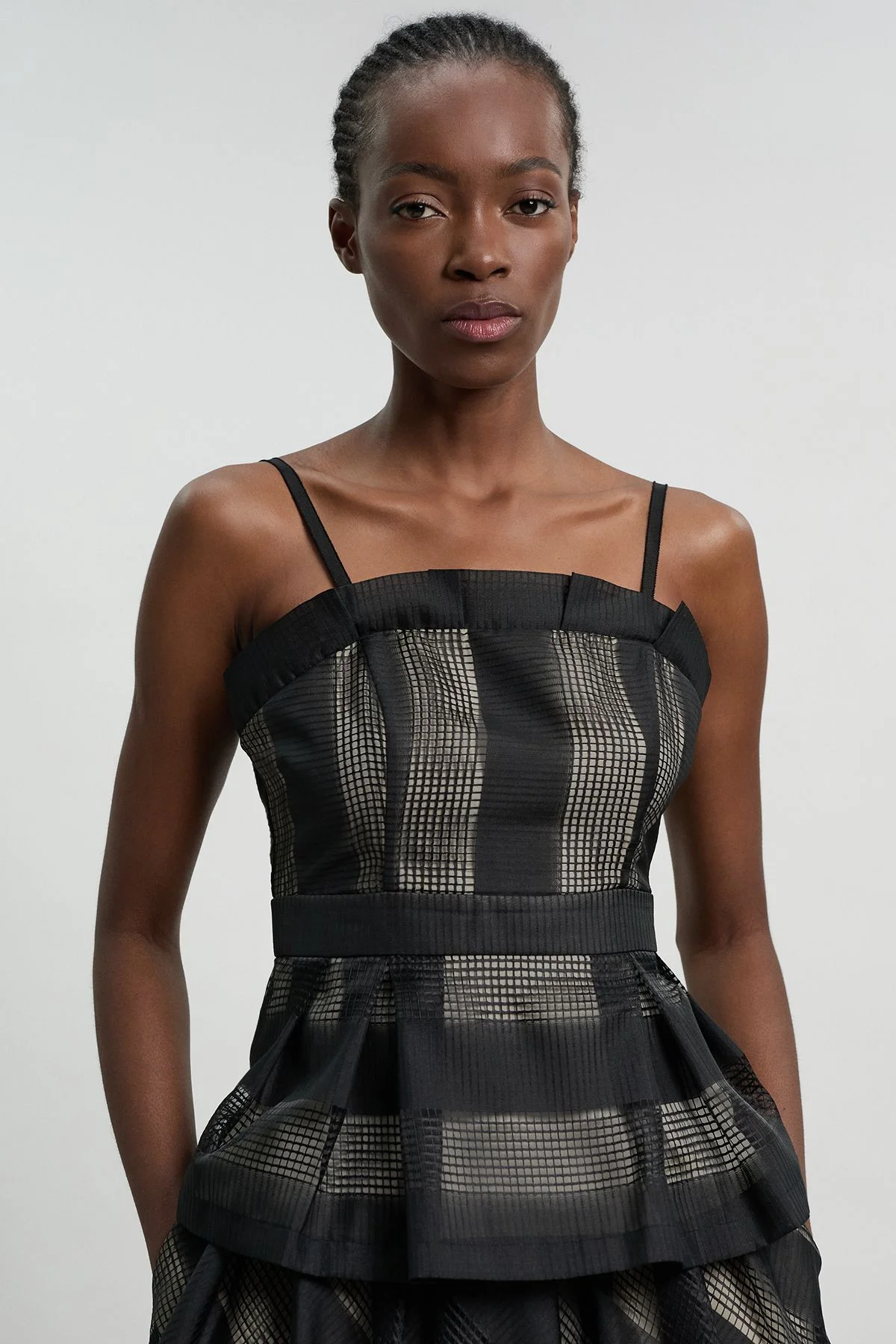 Textured Organza Mix Asymmetric Top - 1