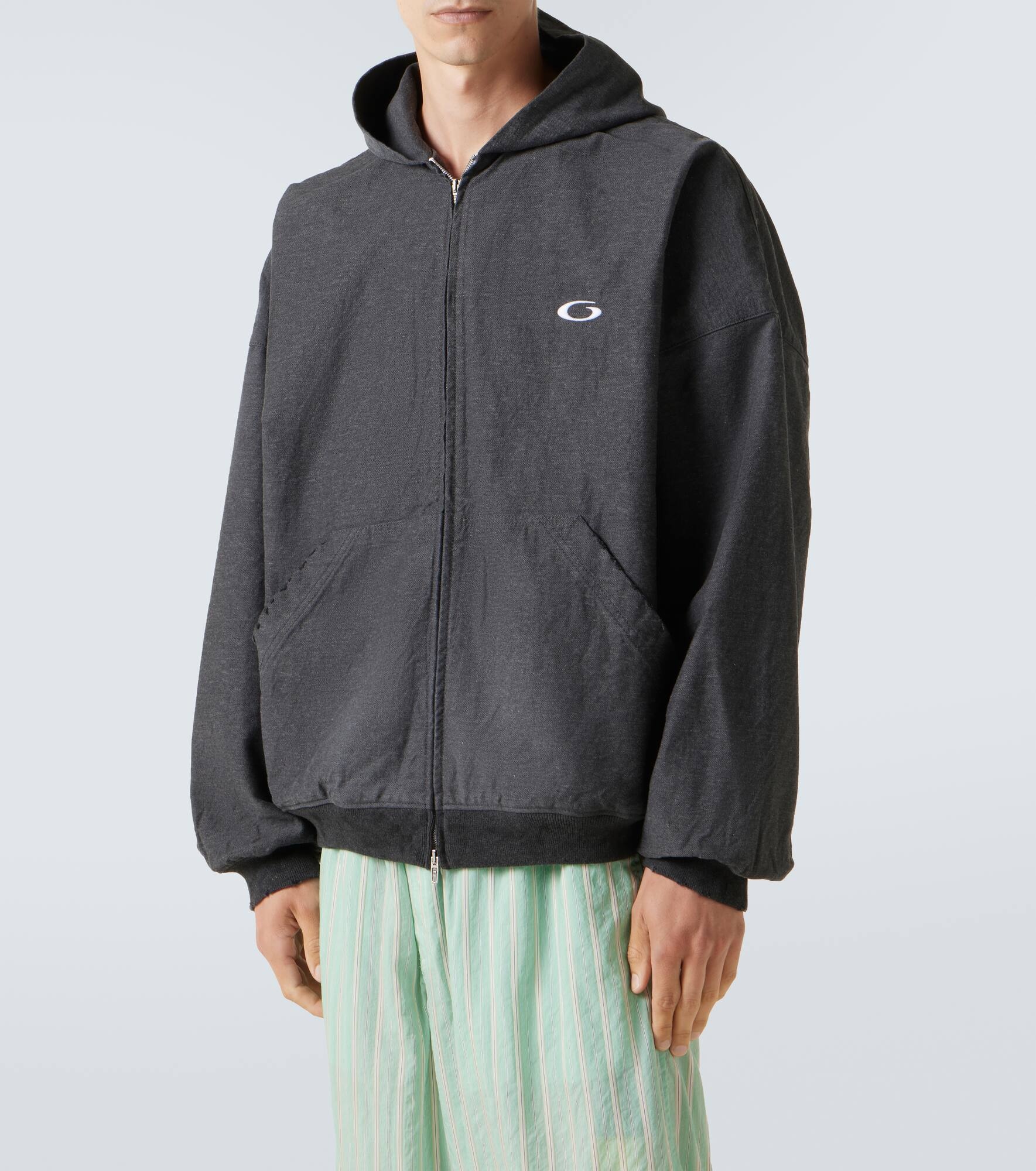 Trompe l-œil denim hoodie - 3