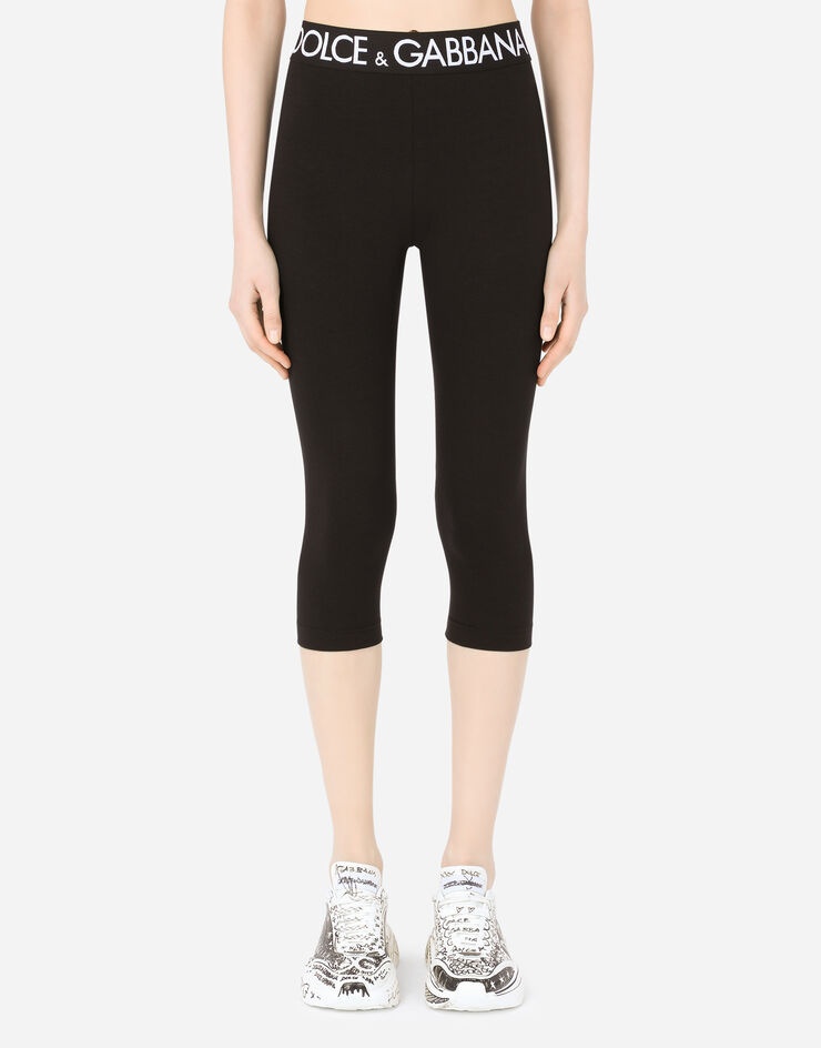 Jersey leggings with branded elastic - 1