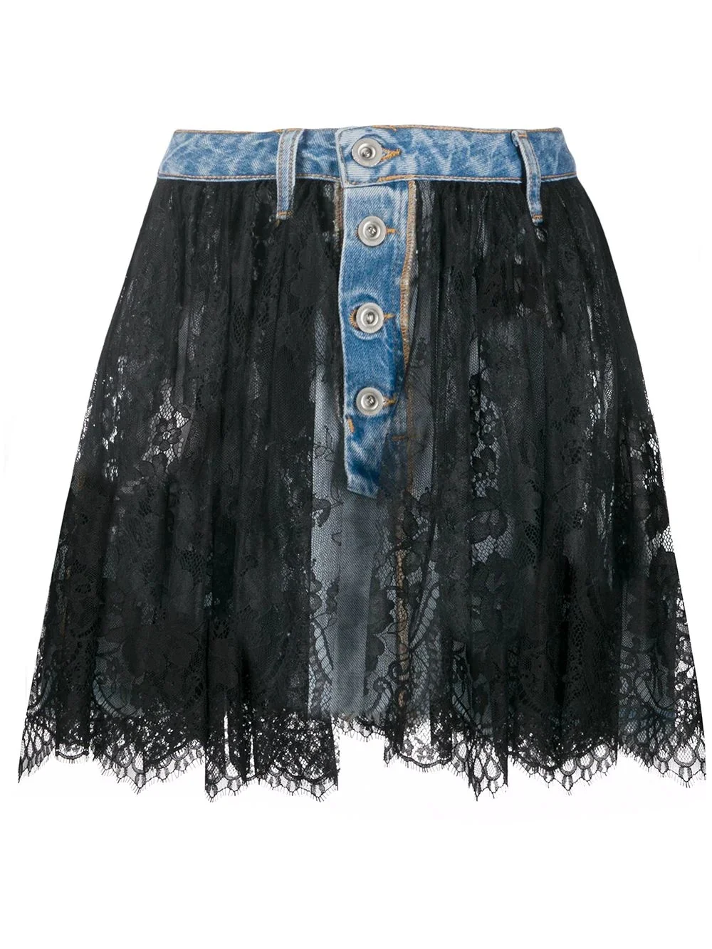lace overlay denim skirt - 1