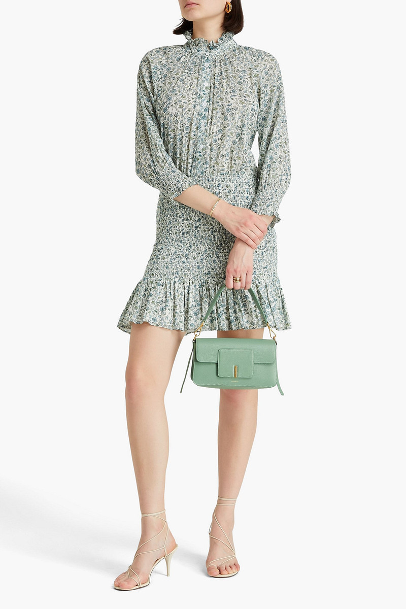 VERONICA BEARD Corsica shirred floral-print cotton mini dress outlook