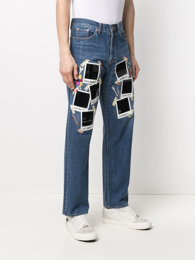 polaroid print straight leg jeans - 3
