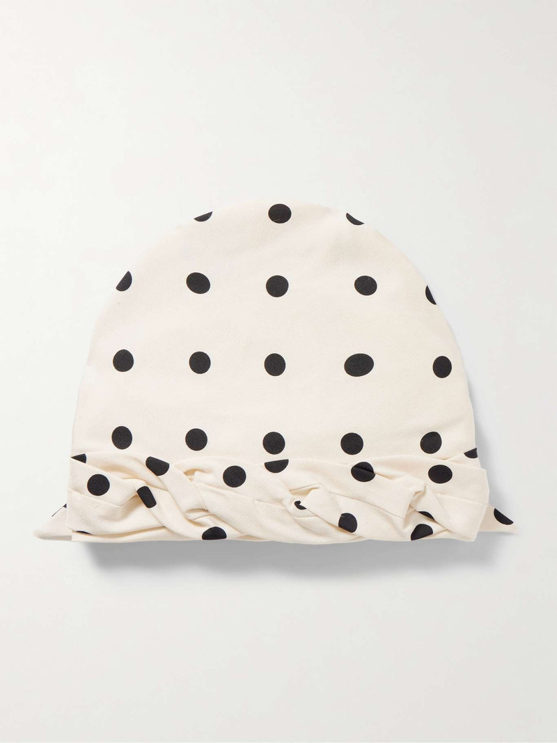 Polka-dot silk head scarf White 1