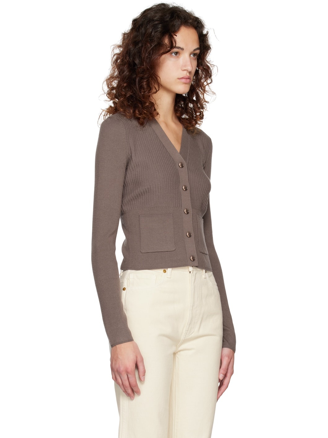 Brown Button Cardigan - 2