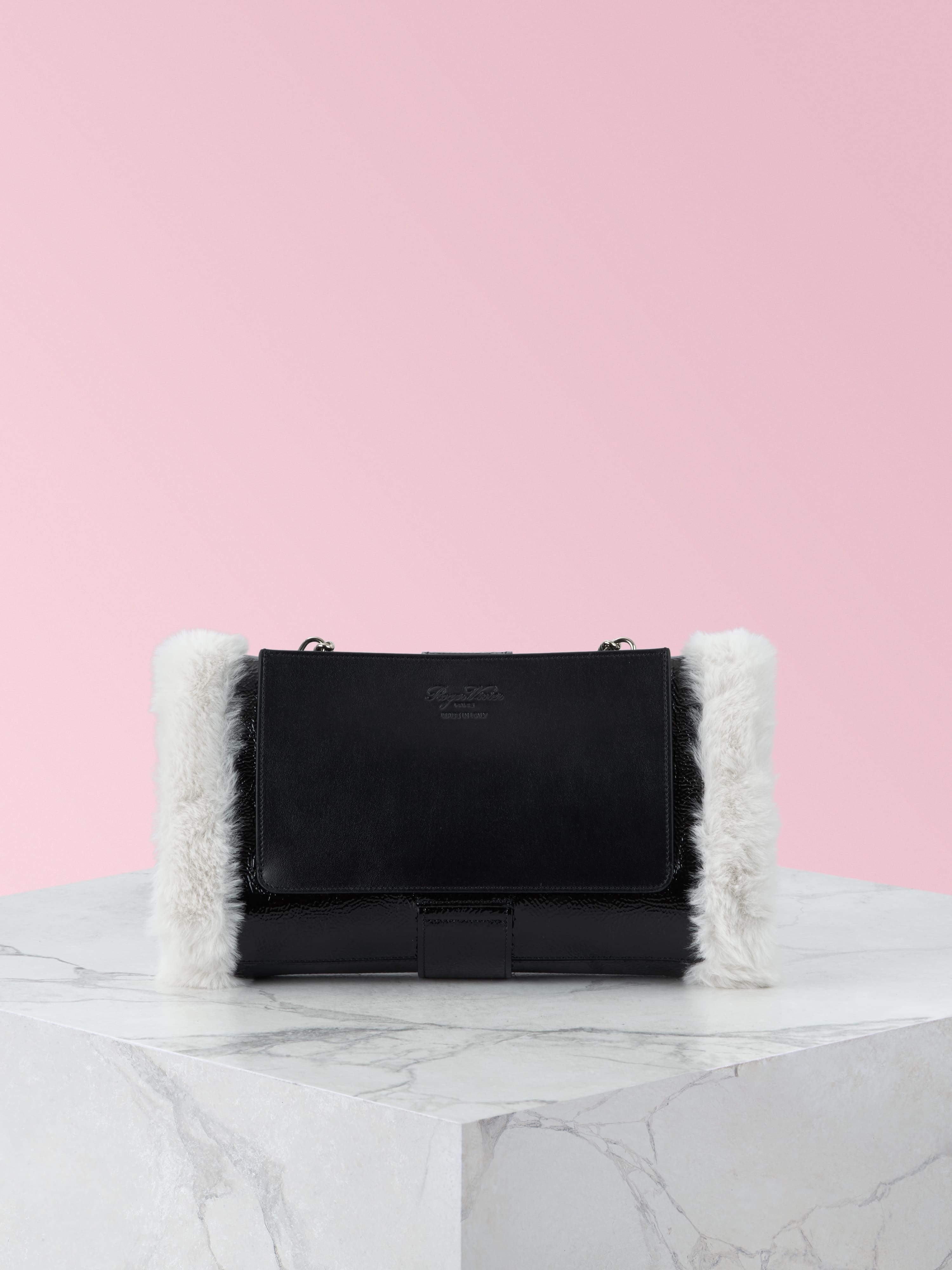 Très Vivier Strass Buckle Muff in Leather and Shearling - 3