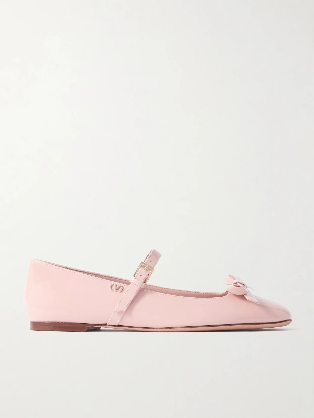 Bow-embellished Patent-leather Mary Jane Ballet Flats - 1