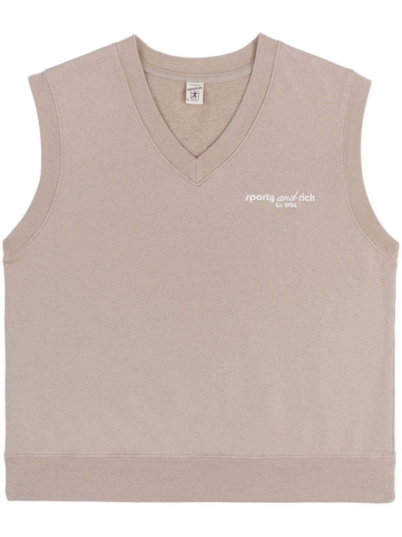 Tank logo-embroidered cotton vest 1