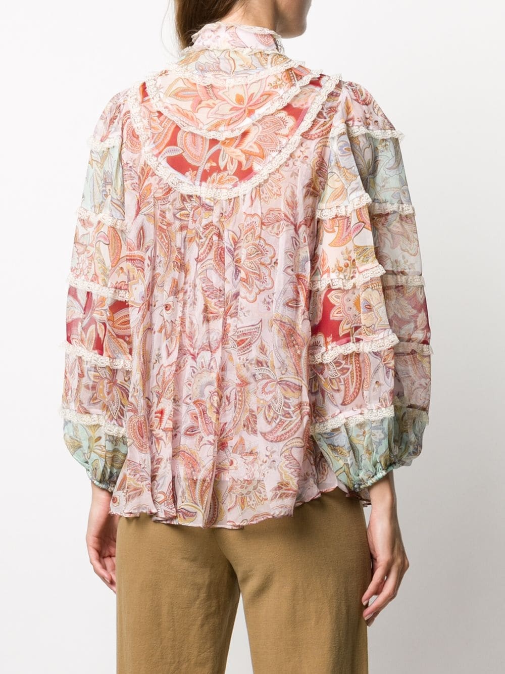 ruffled floral silk shirt - 4