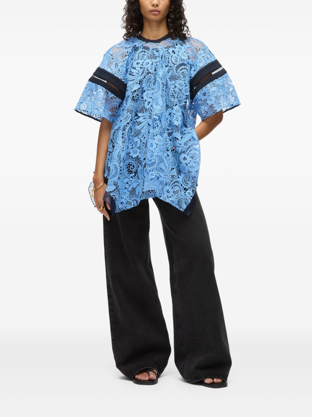 lace-panel blouse - 2