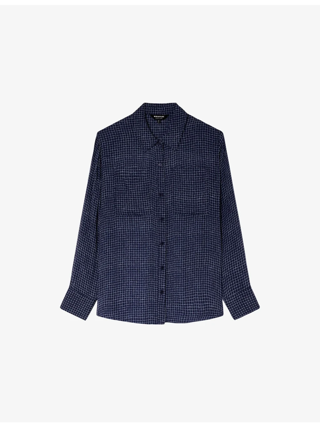 Grid-Pattern Semi-Sheer Woven Shirt - 1
