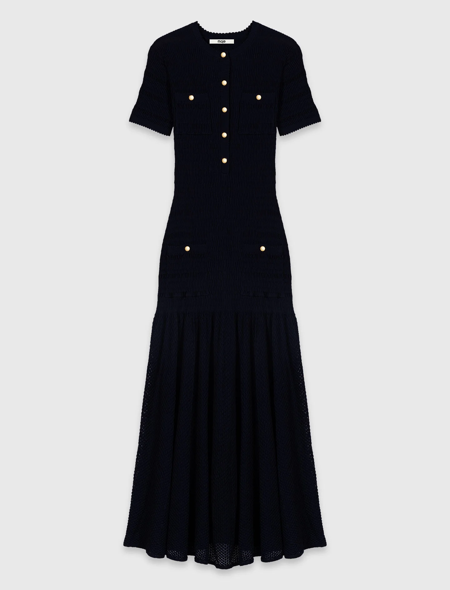Pointelle knit maxi dress - 1