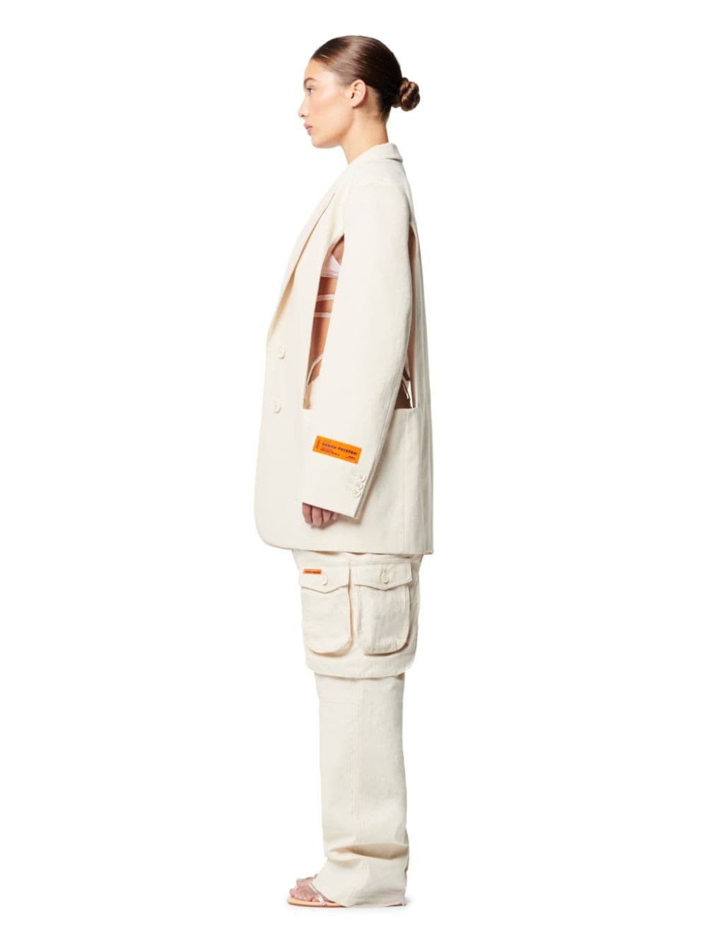 Side Cutout Canvas Blazer - 3