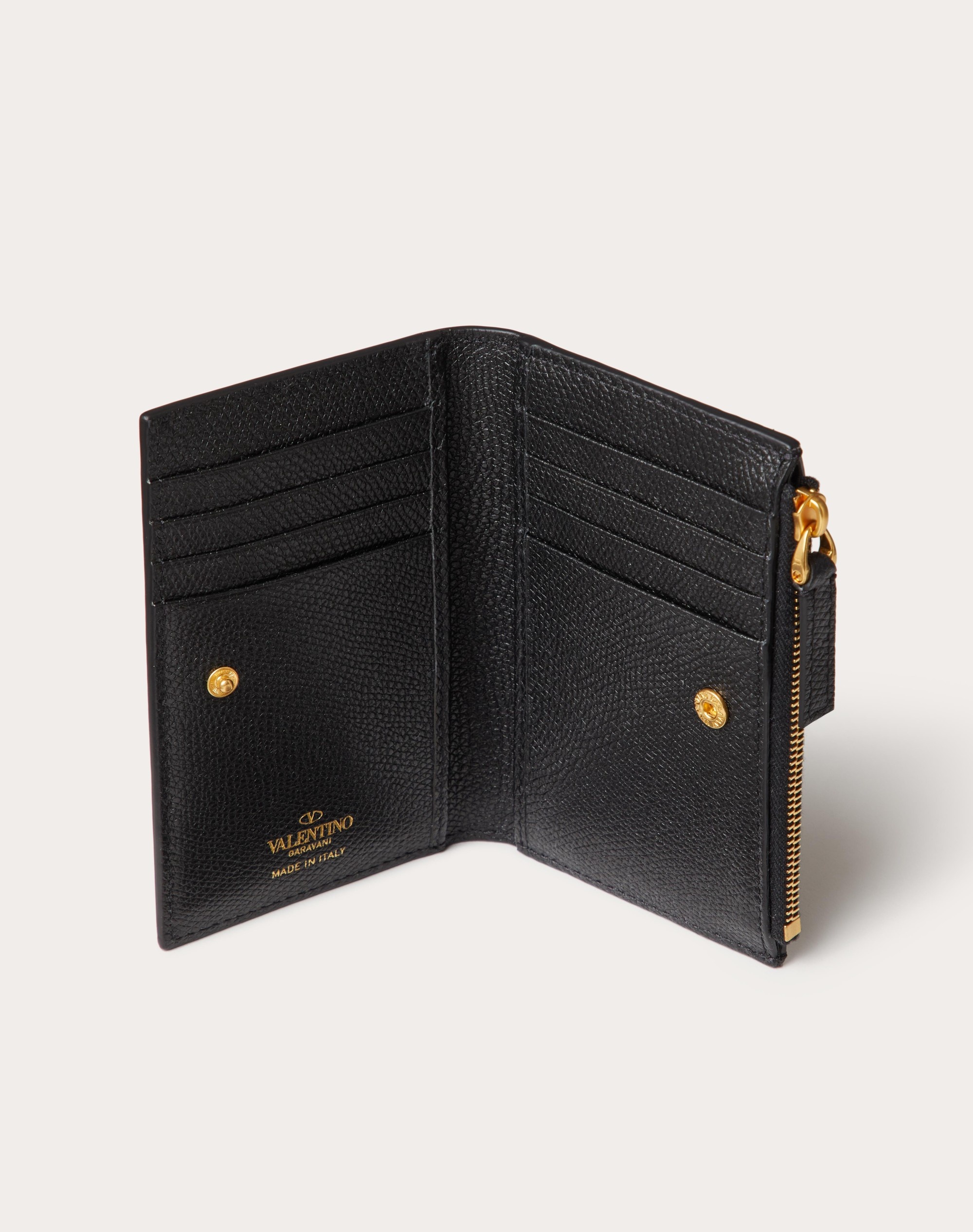 VLOGO SIGNATURE GRAINY CALFSKIN CARDHOLDER WTH ZIPPER - 5