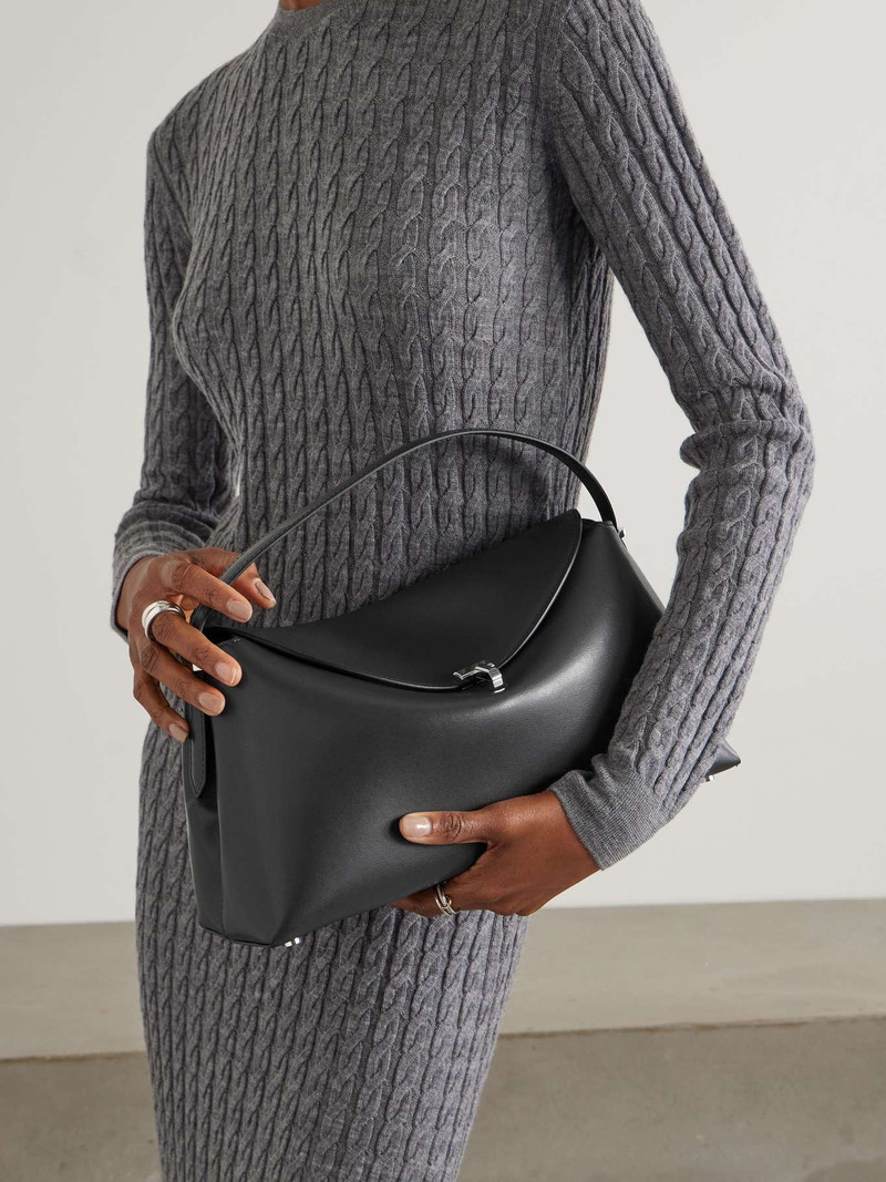 Totême T-Lock leather shoulder bag Gray outlook