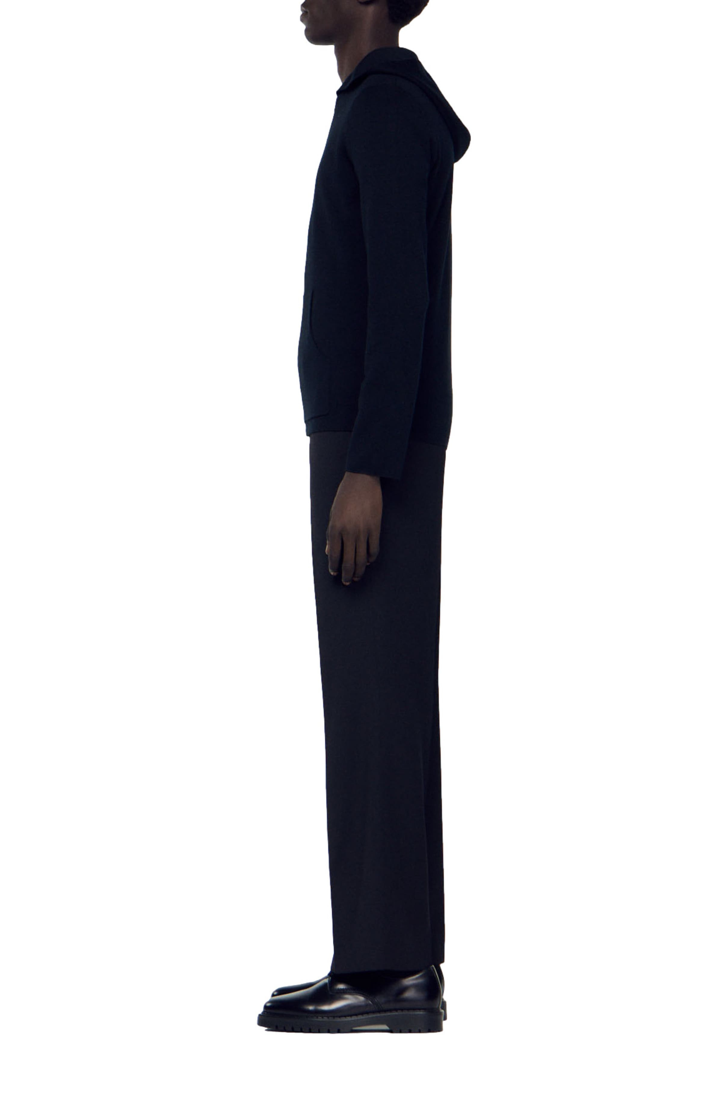SANDRO Zipped cardigan with hood in Black at Nordstrom - 3