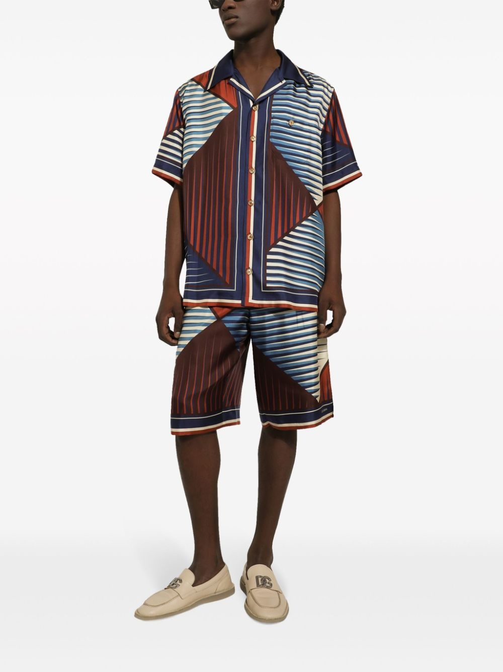geometric-print silk shorts - 2