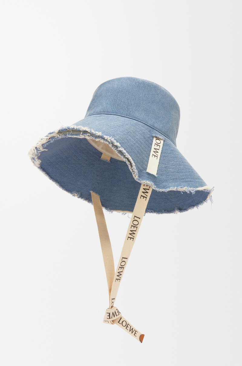 Frayed fisherman hat in denim and calfskin 3