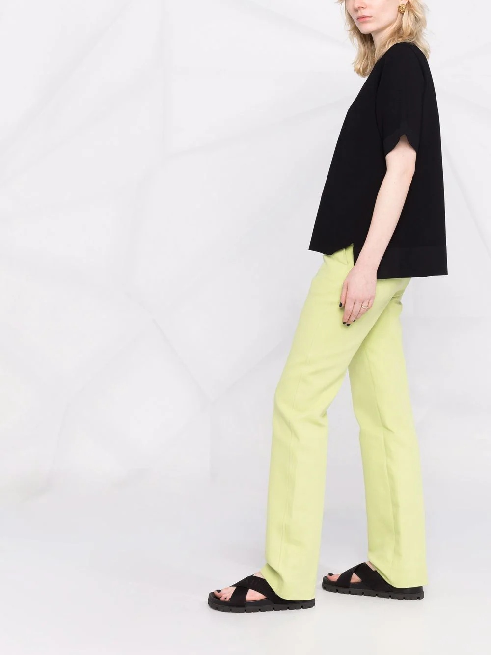 lace-detailing cotton T-shirt - 7
