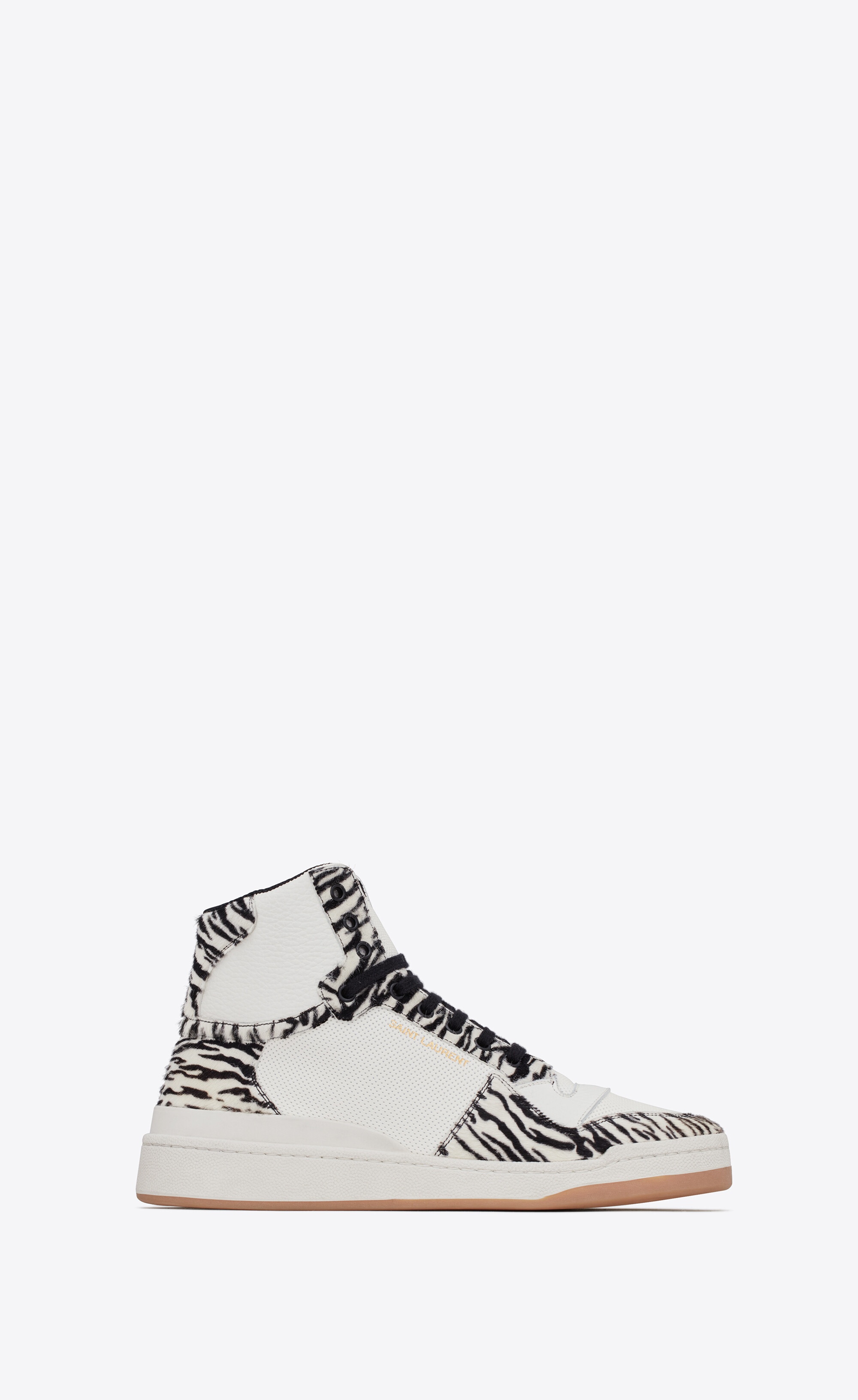 sl/24 mid-top sneakers in smooth leather and zebra print pony effect leather - 1