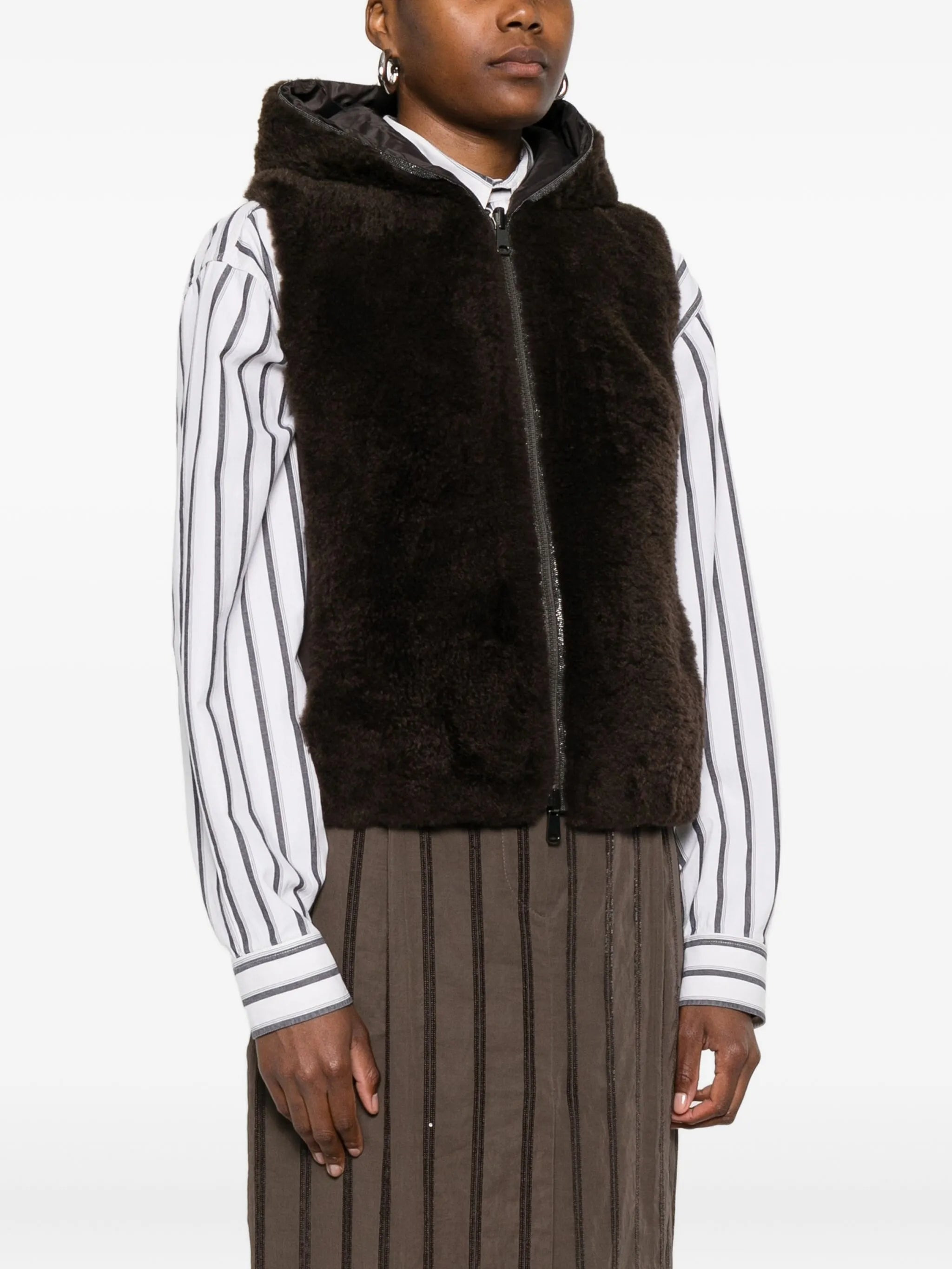 Brunello Cucinelli Hooded Faux-fur Gilet - 3