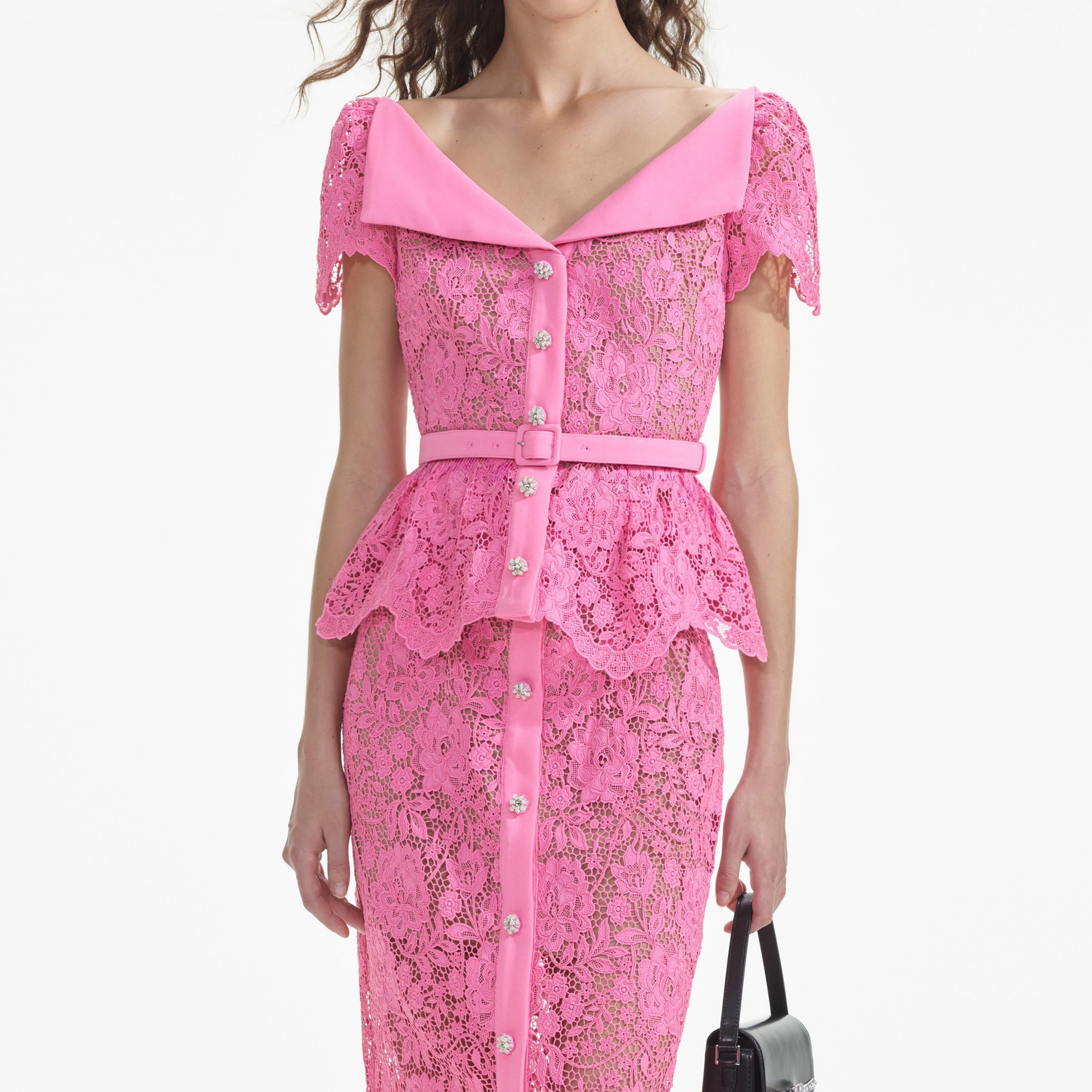 Pink Lace Open Neck Top - 4
