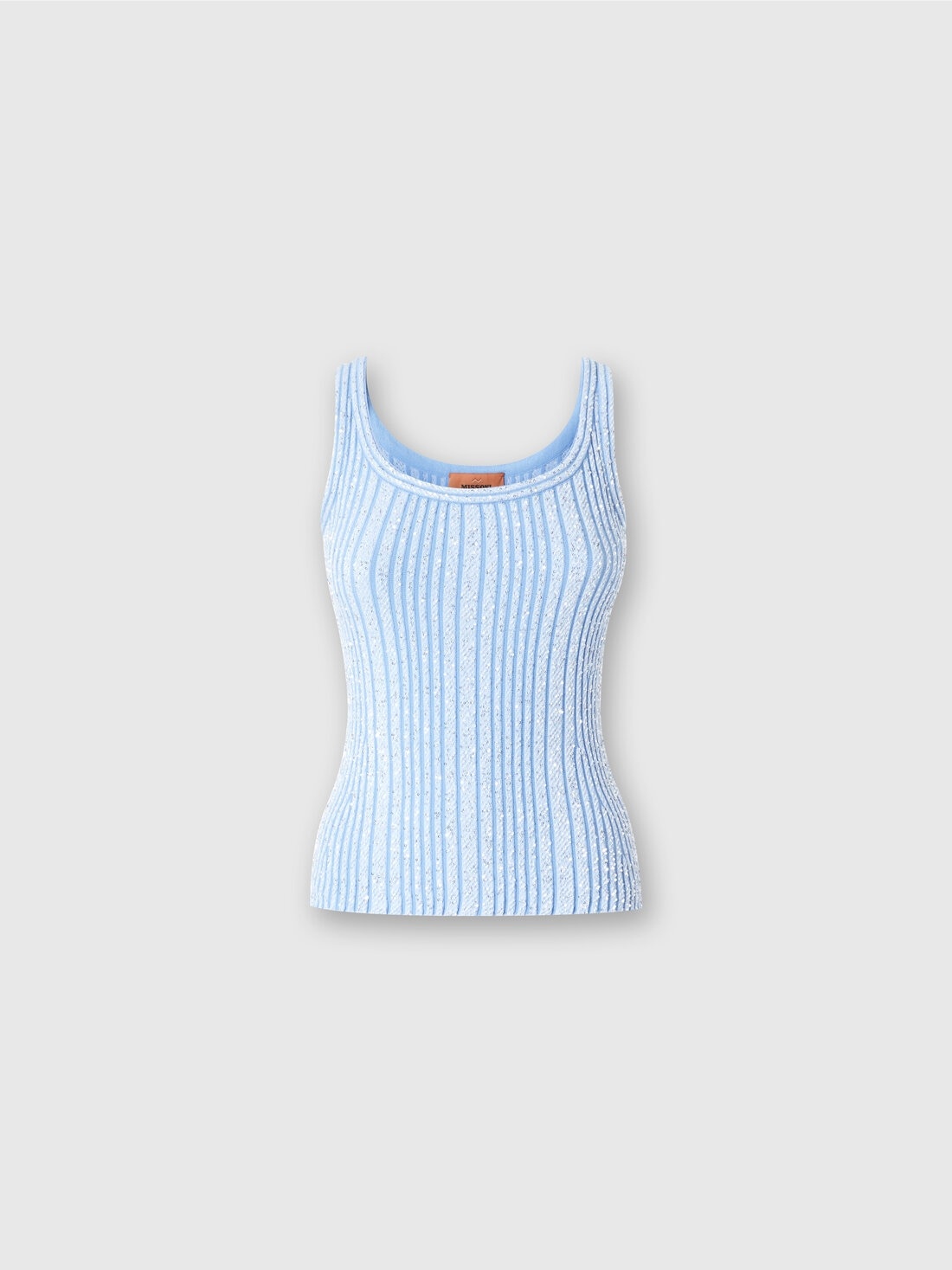 Ribbed tank top with sequins - 1