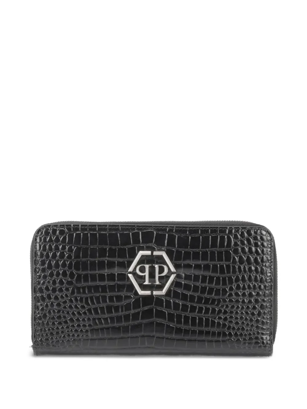 croc-embossed zip-around wallet - 1