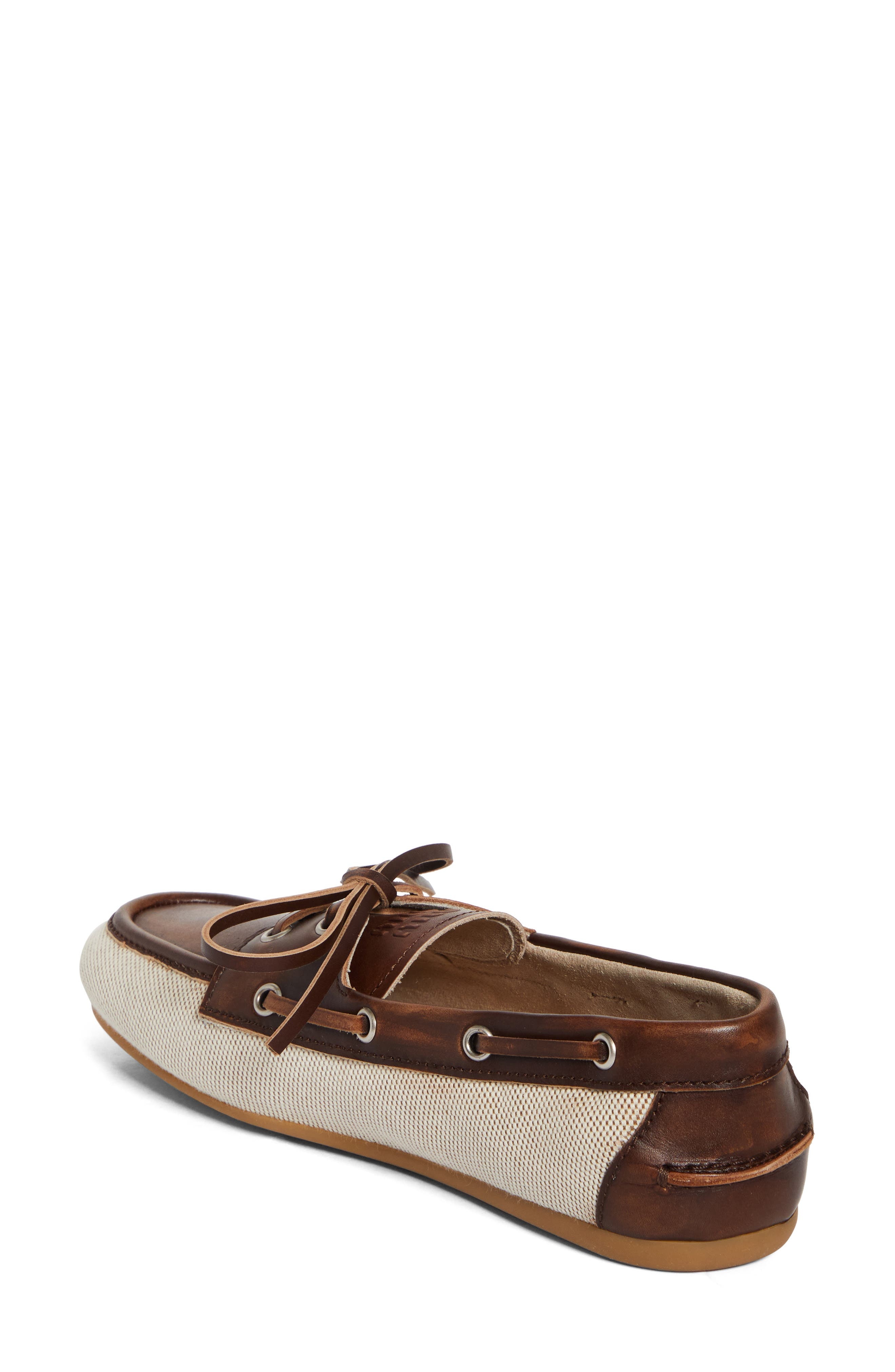 Miu Miu Canvas & Leather Boat Shoe in Naturale/Bruciato at Nordstrom - 2