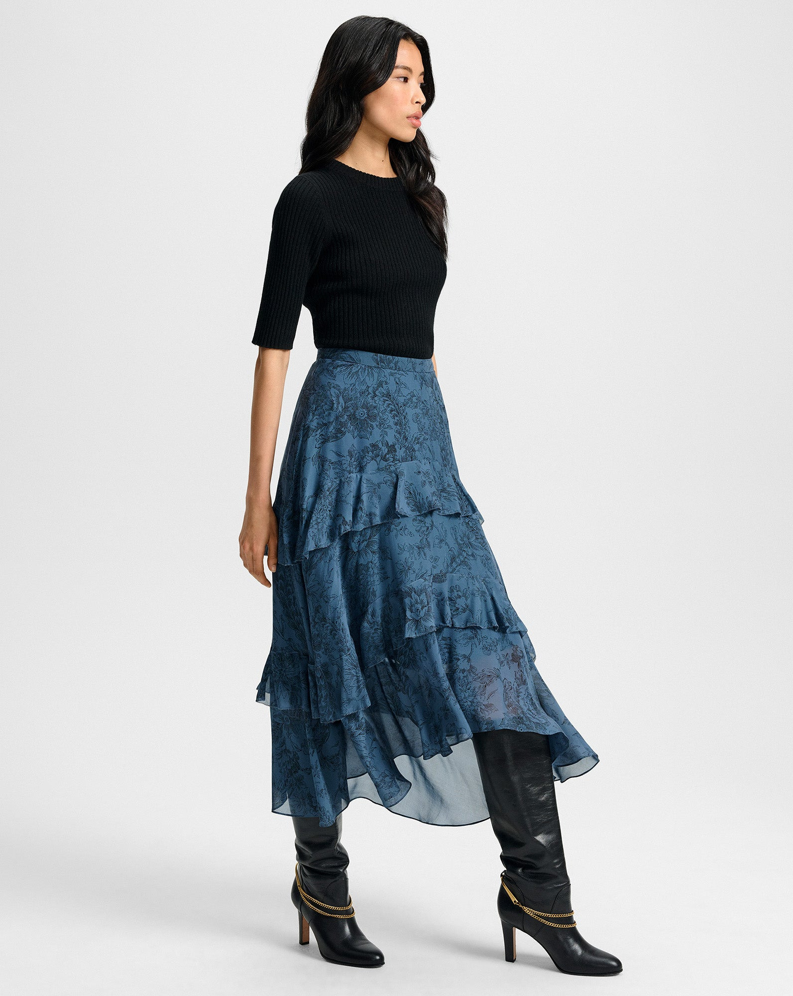 GRAEME SILK MIDI SKIRT - 6