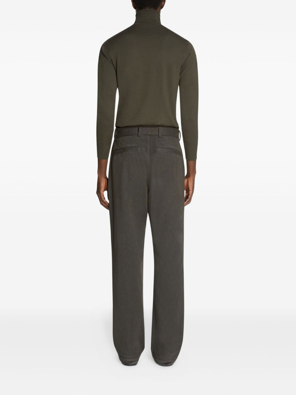 cotton straight-leg trousers - 4