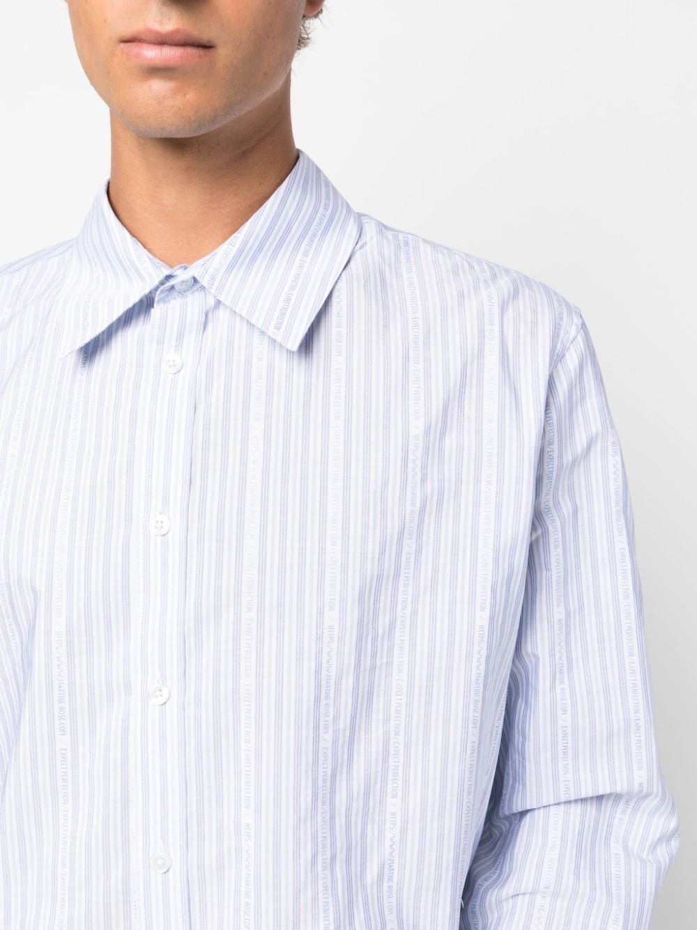 striped logo-print cotton shirt - 5