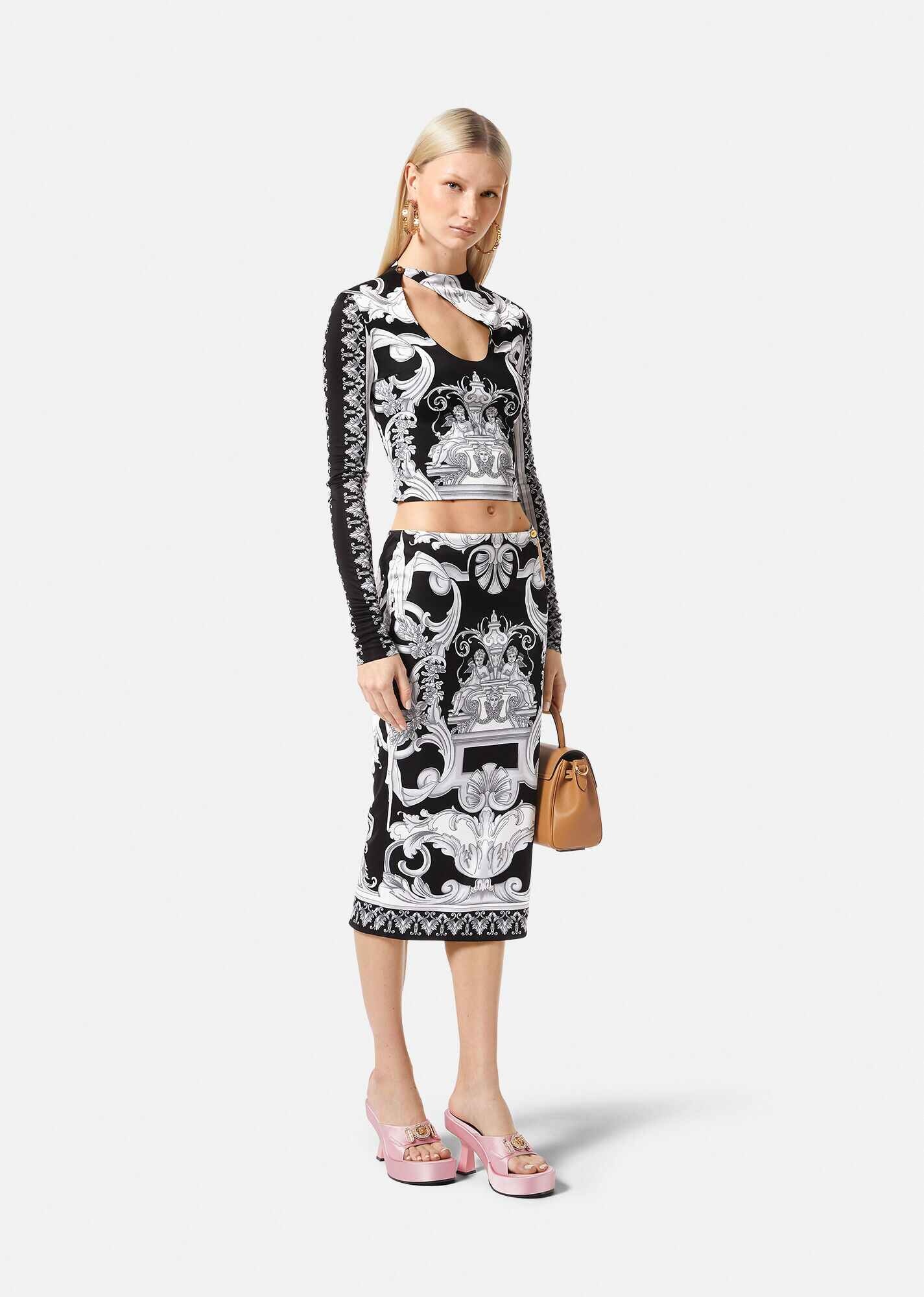 Silver Baroque Midi Skirt - 2
