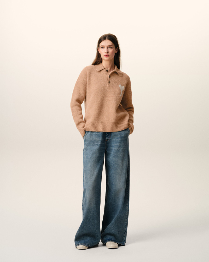 AMI Paris BROWN ALPACA AMI DE COEUR POLO outlook