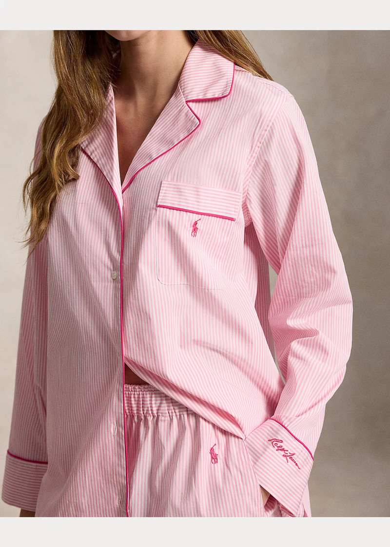 Pink Pony Striped Poplin Pajama Set 5