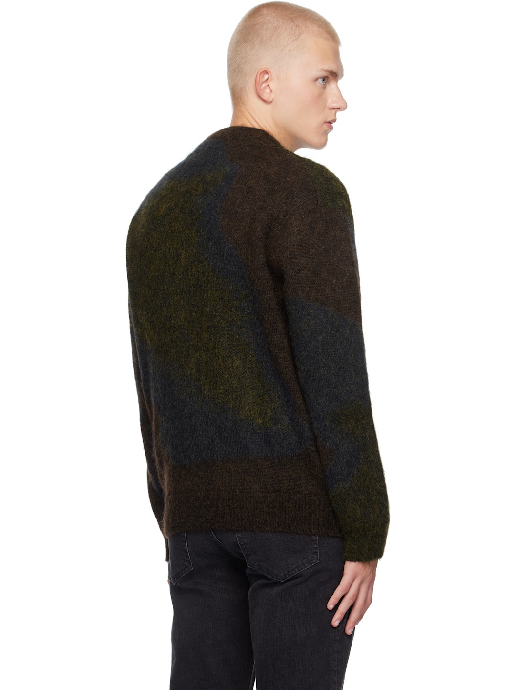 Green Photogram Leaves Mohair-Blend Sweater - 3