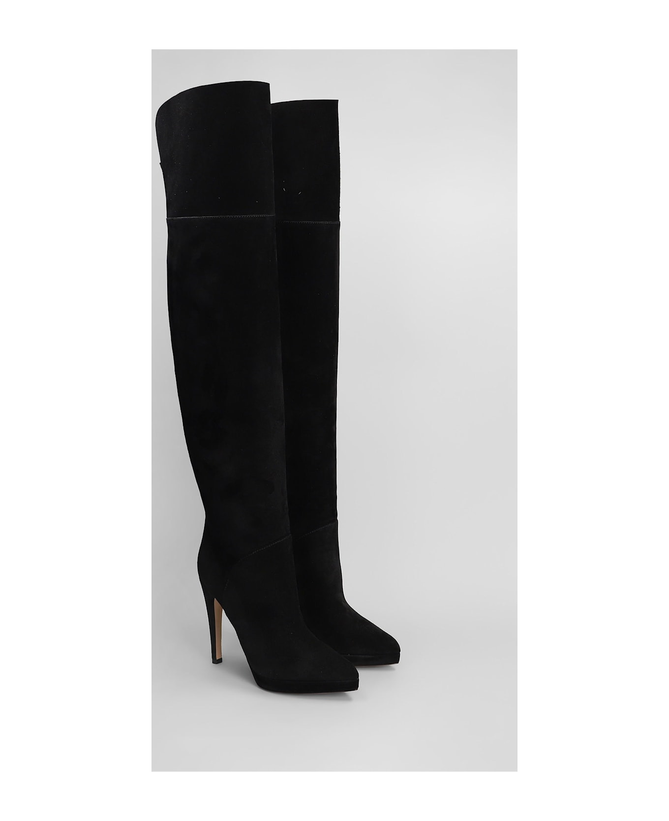 High Heels Boots In Black Suede - 2