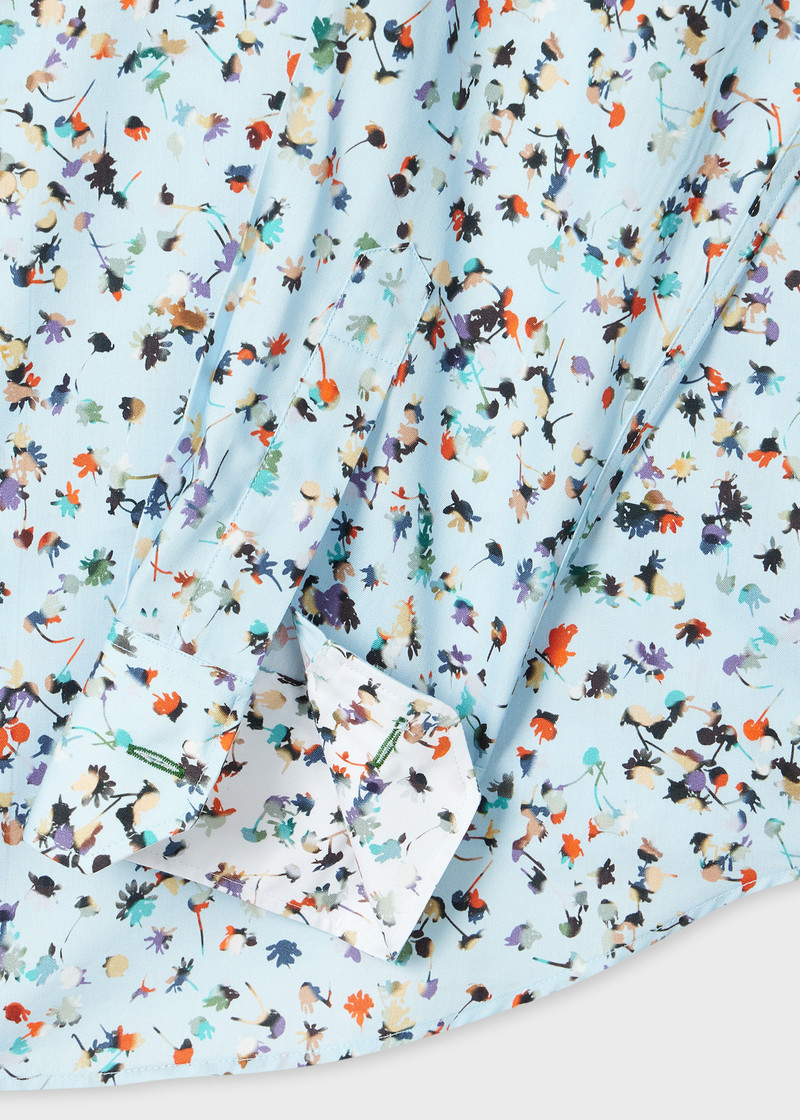 Paul Smith Tailored-Fit Pale Blue 'Multi Daisy' Print Shirt outlook