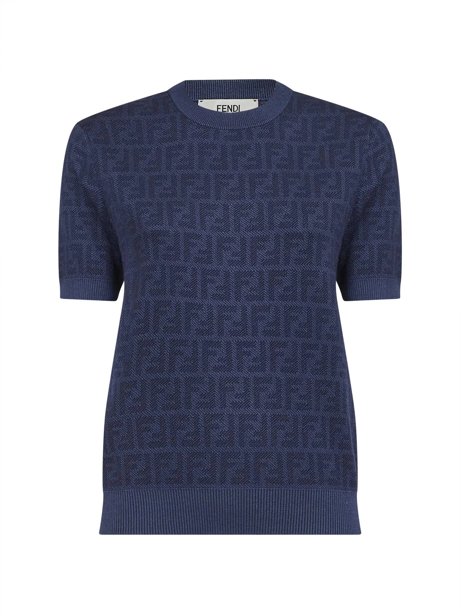 Fendi Women Denim Blue Ff Wool Crewneck Jumper - 1