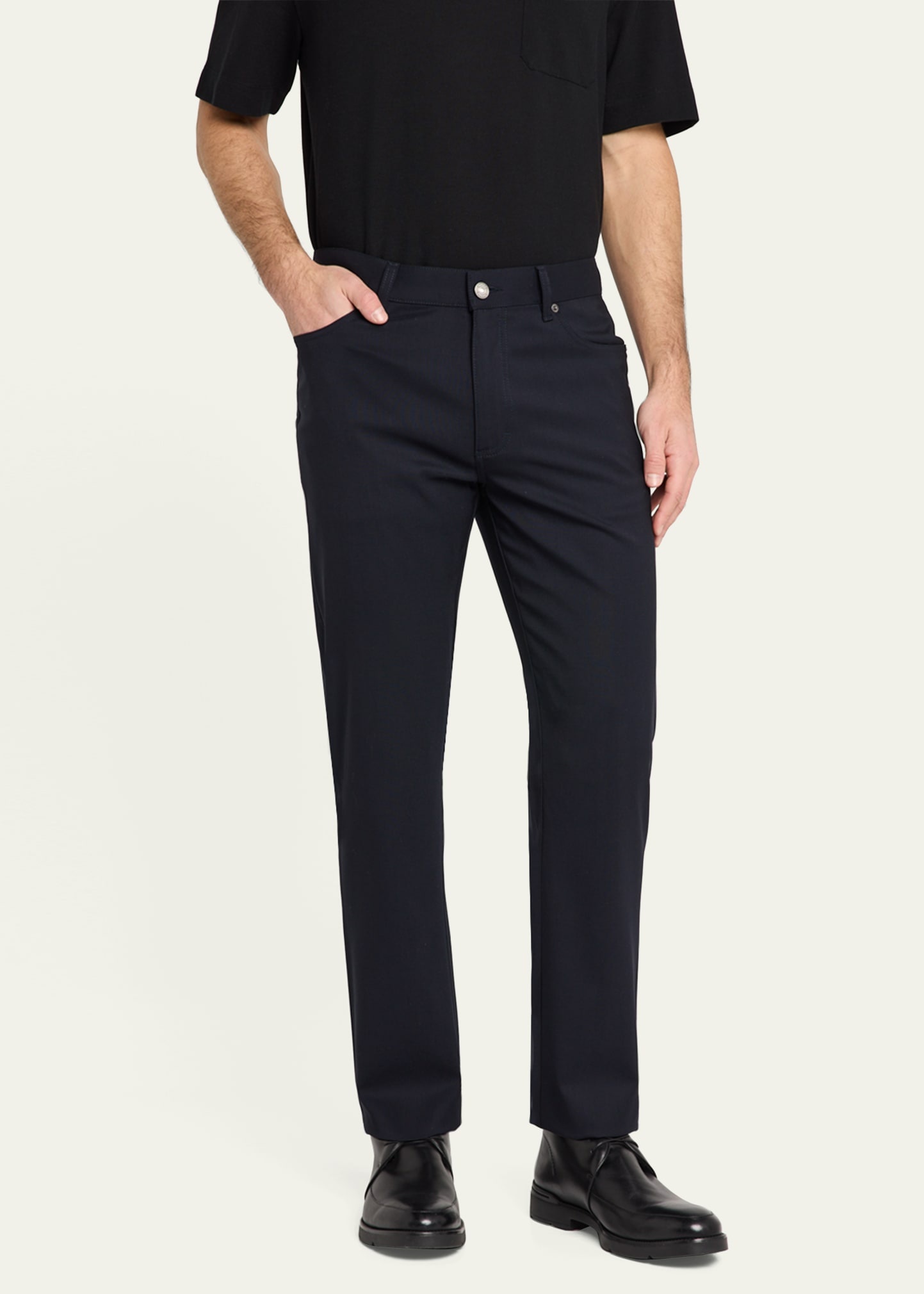 Men's Wool Slim Five-Pocket Pants - 4