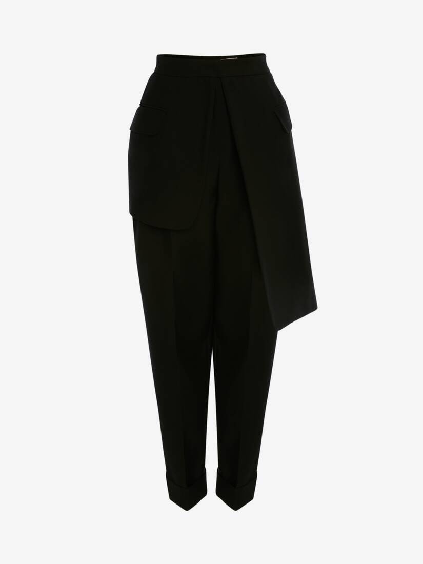 Drape Detail Trouser in Black - 1