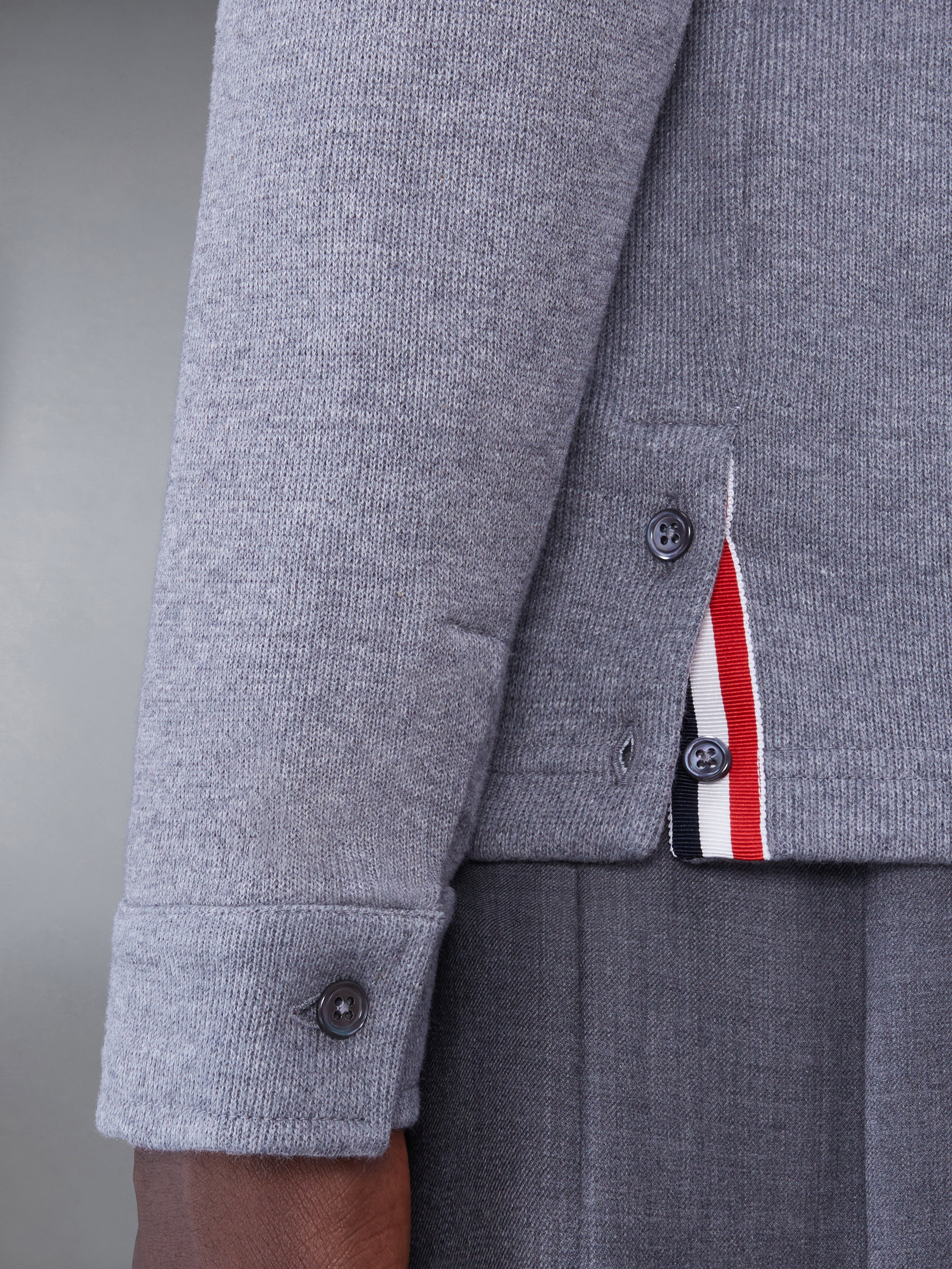 COTTON DOUBLE FACE KNIT 4-BAR SHIRT JACKET - 4