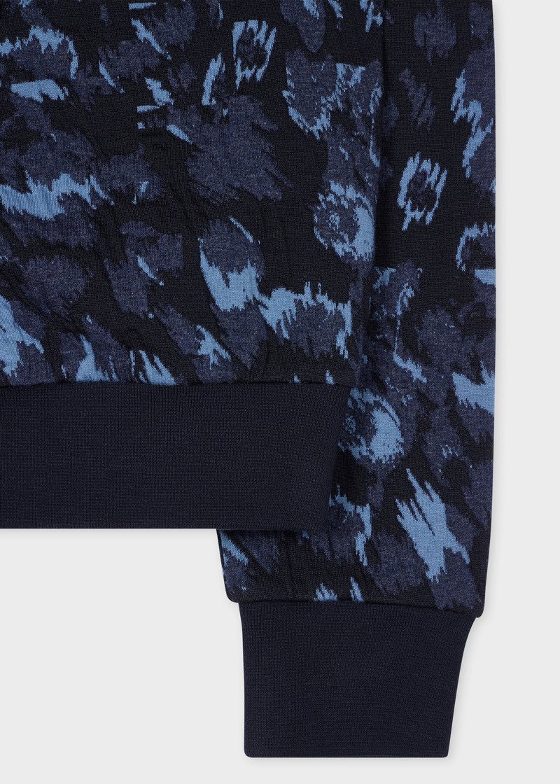 Paul Smith Navy Cotton And Wool-Blend Leopard Jacquard Sweatshirt outlook