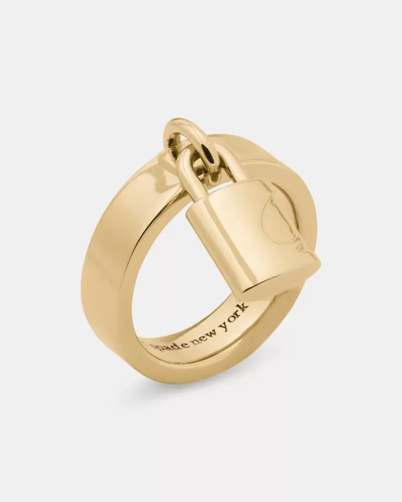 Spade Lock Padlock Charm Ring - 1