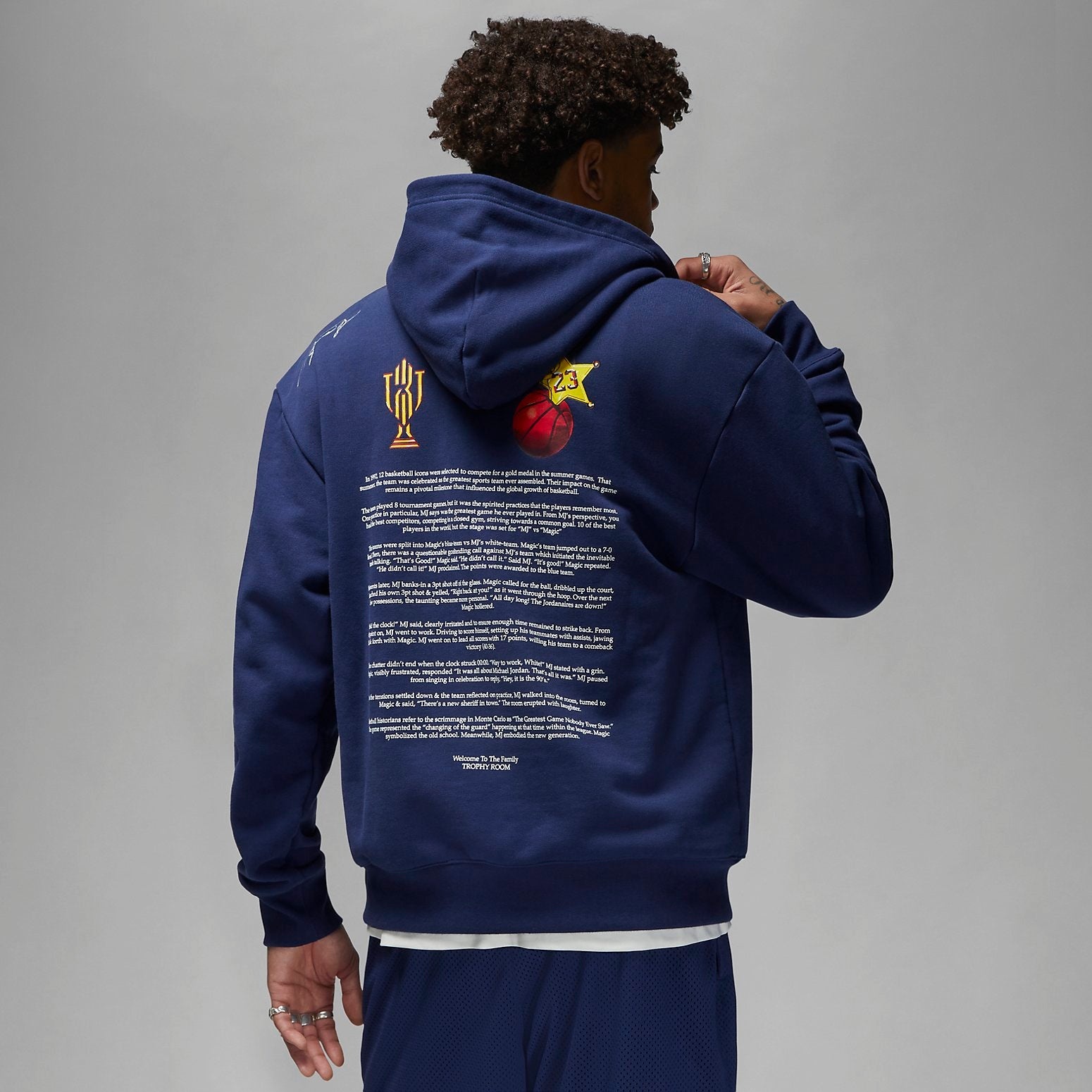 Air Jordan x Trophy Room Fleece Hoodie 'Midnight Navy' DR2953-410 - 4
