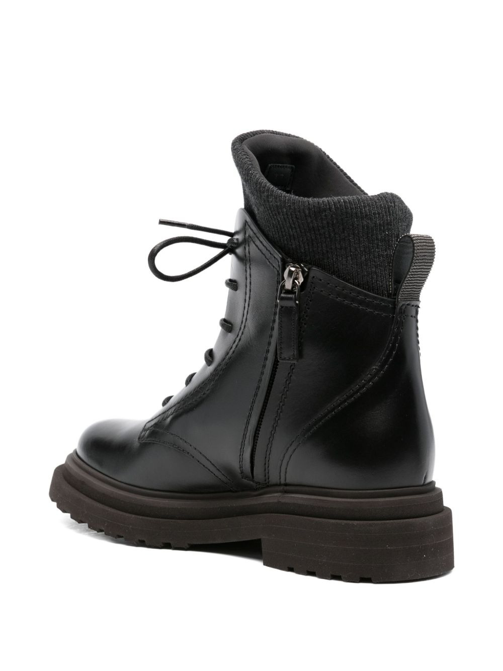 lace-up ribbed-knit boots - 3