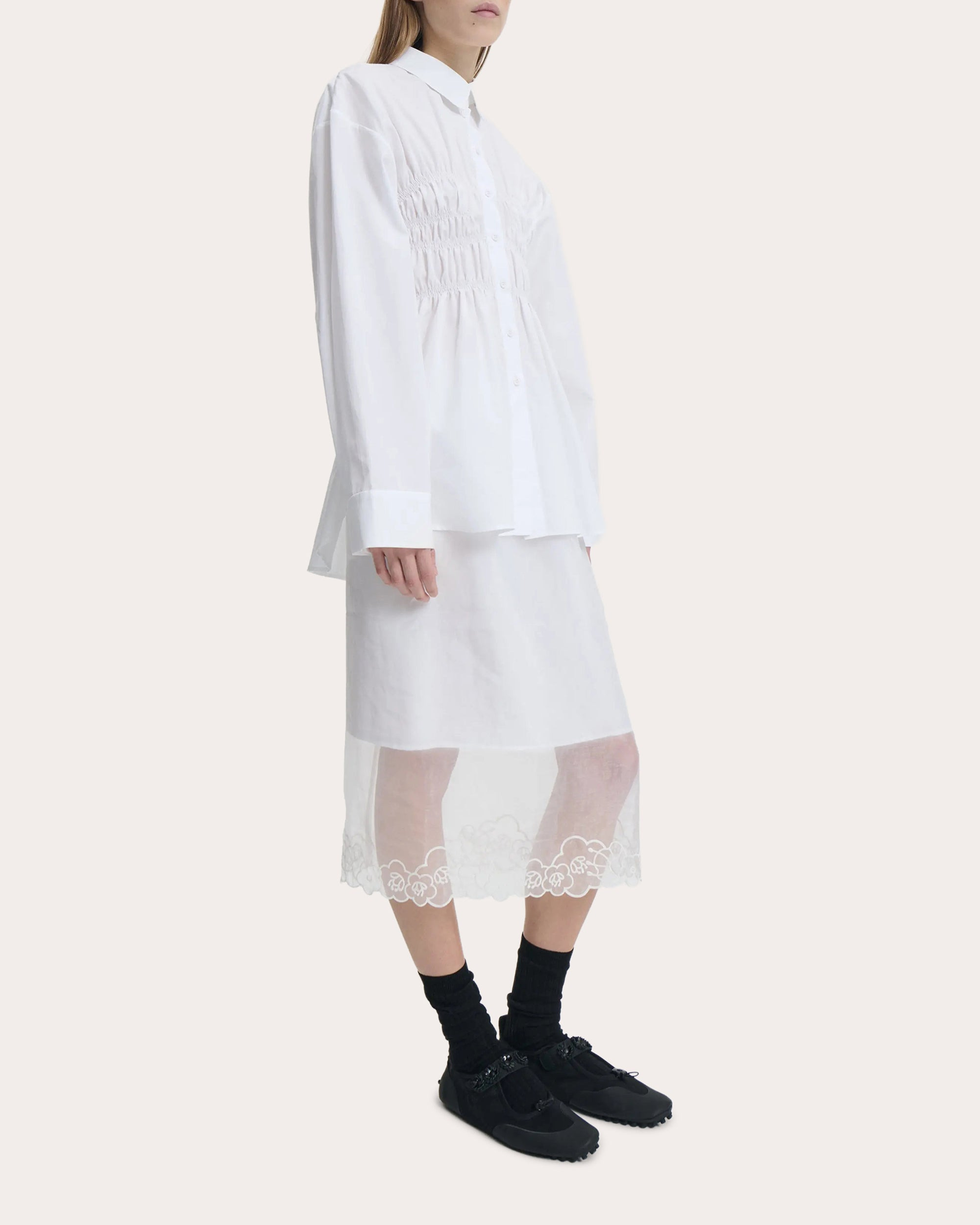Braxton Ruched Cotton Button-Up - 3