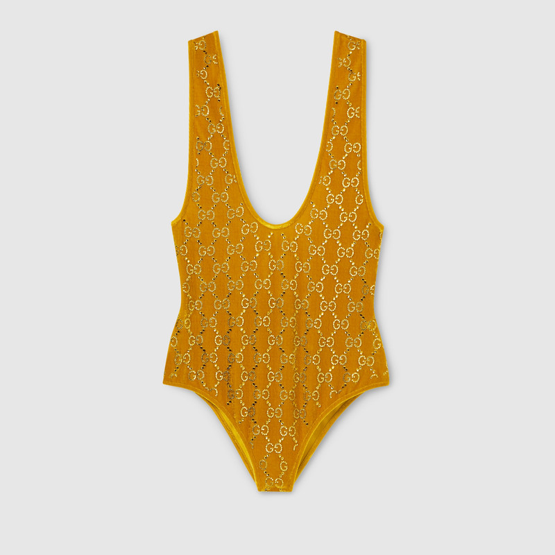 Chenille bodysuit with GG crystals 1