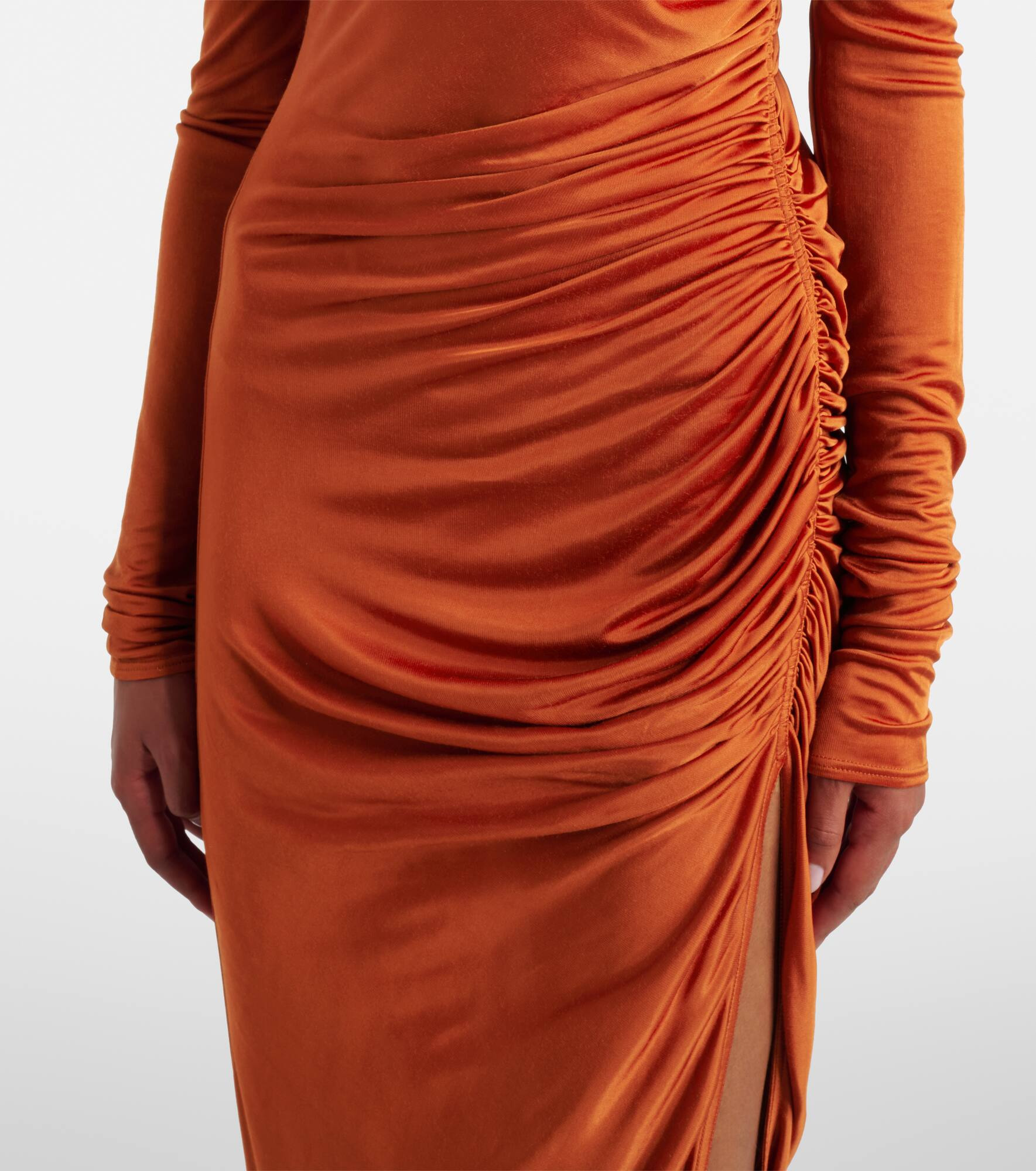Svita ruched satin jersey midi dress - 5