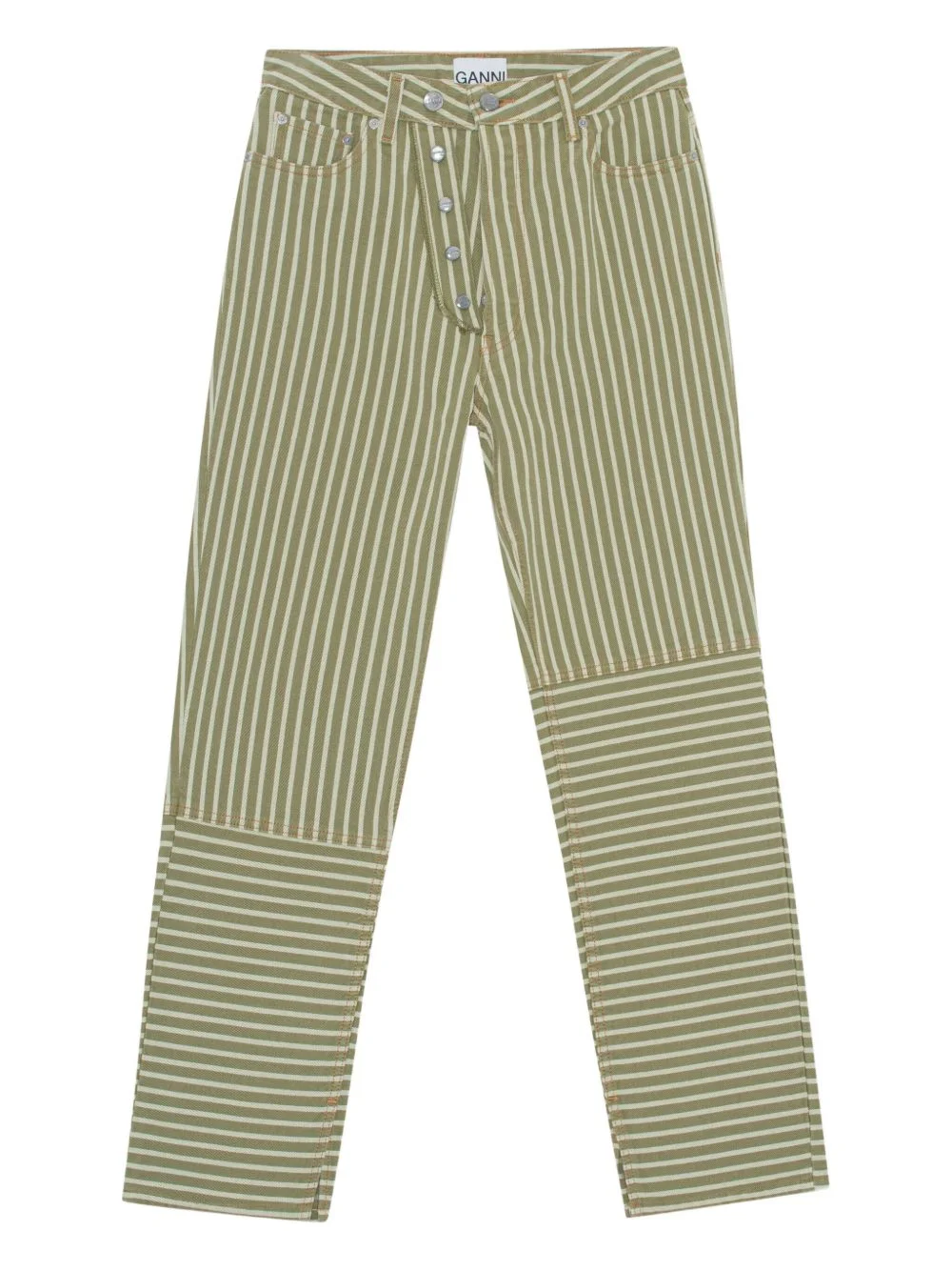 striped panelled jeans - 1